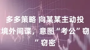 多多策略 向某某主动投靠境外间谍，意图“考公”窃密